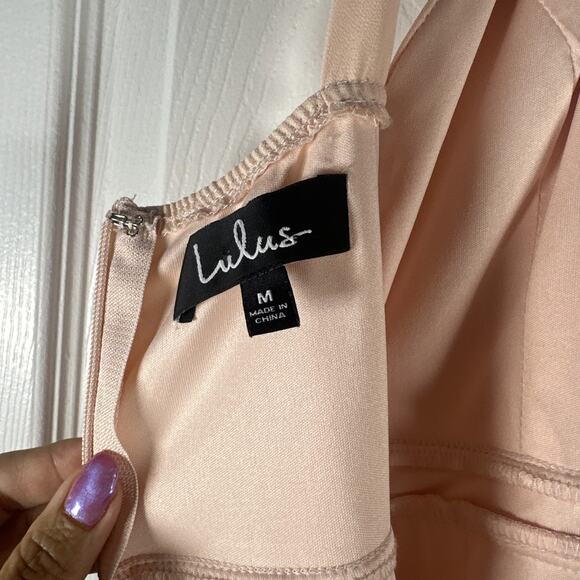 Lulus Balletcore Womens Skater Mini Dress Back Zip Peach Pink Size Medium - Picture 4 of 9